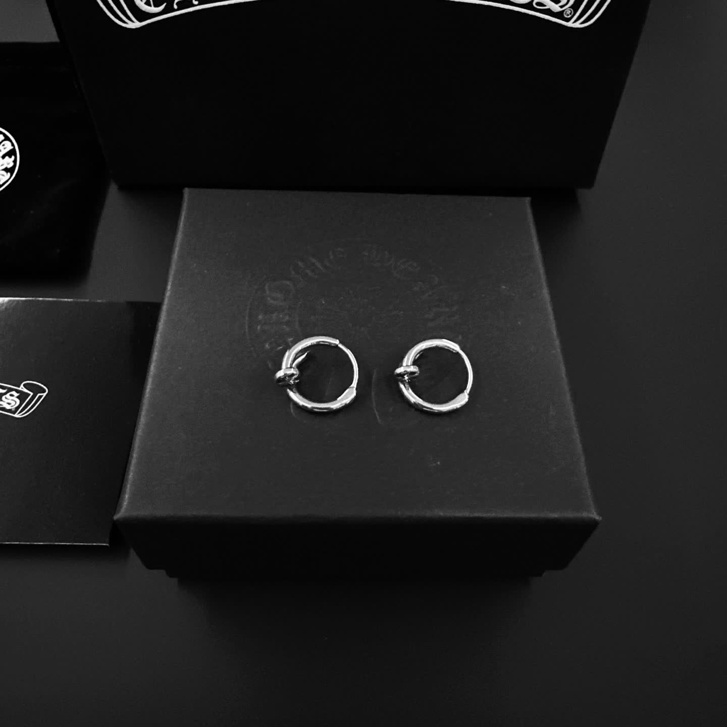 Chrome Hearts Silver Hoop Earrings